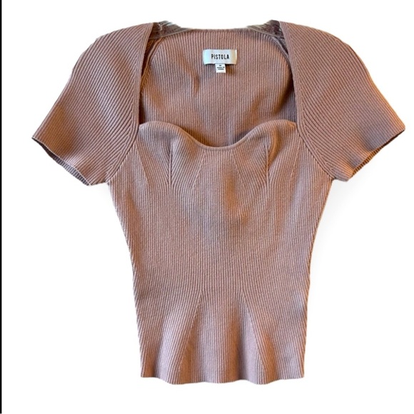 Revolve Pistola Tiff Sweetheart Neck cashmere blend Sweater In Mauve - Picture 2 of 7